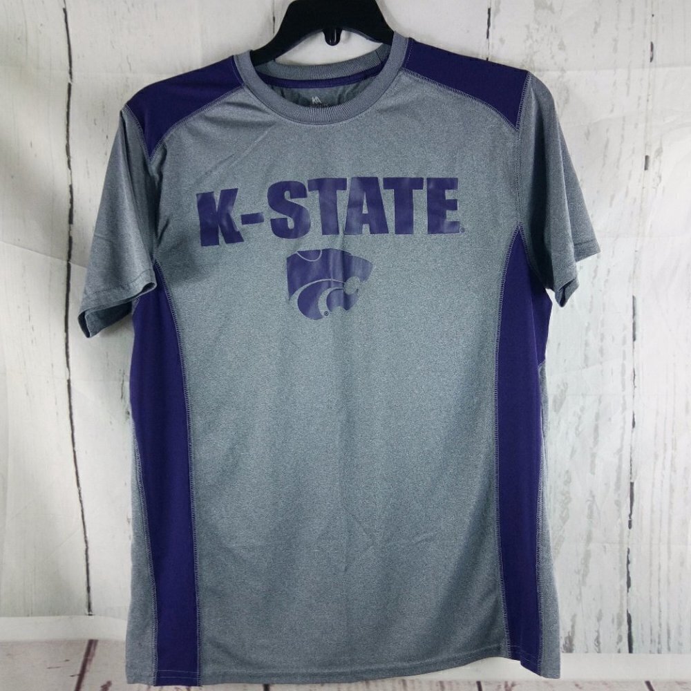 Knights Apparel Kansas State Wildcats Gray Purple Mascot T-Shirt Size L